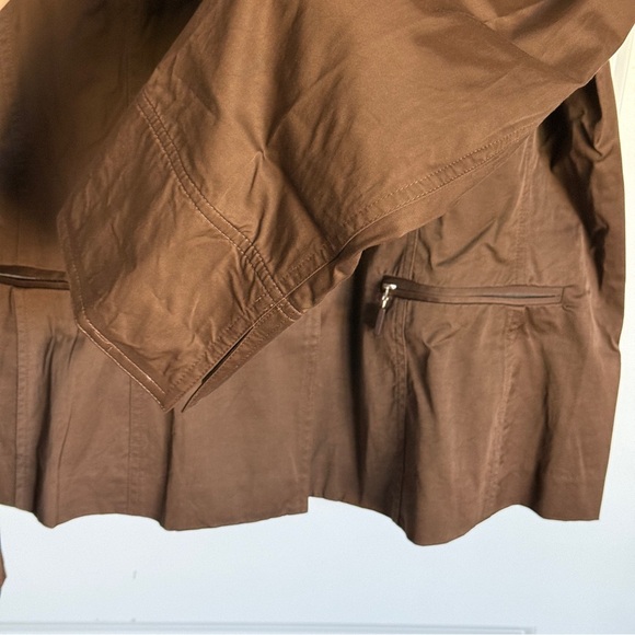 TALBOTS Collection Women Brown Viscose Cotton Field Jacket Button/Pocket Size 16 - Picture 4 of 10